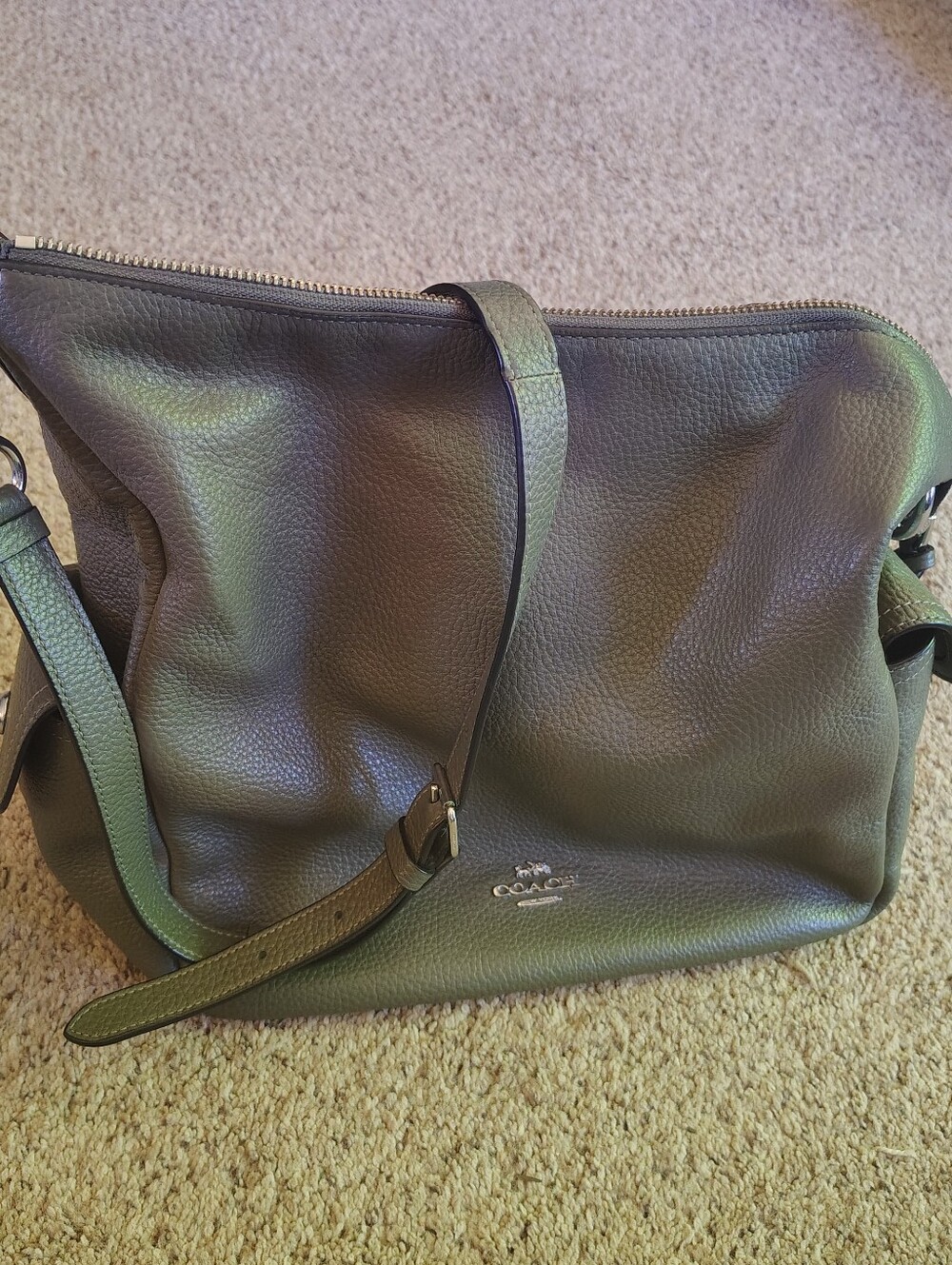Coach Olive Green Leather Shoulder Bag